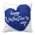 Housse de coussin blanche Saint Valentin avec motif de cœur bleu et lettrage - Style Coeur en Peluche Bleu Foncé Blanc (21)