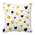 Square pillowcase with minimalist black and gold metallic heart patterns on white fabric - Black Yellow Metallic Texture Gradient Heart Style (24)