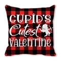 Valentijnsdag kussensloop met Cupido-print en rood-zwart ruitpatroon van perzikhuid - 45x45cm / Rood Zwart Geblokte Cupid's Cutest Stijl (22)