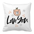 Peach skin pillowcase featuring a cute cartoon bear and Love You text design - Love You Bear (23)
