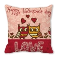 Valentine's Day pillowcase featuring cartoon owls and LOVE text on soft peach skin fabric - Owls and LOVE Pattern (14)