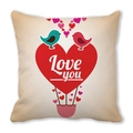 Peach skin pillow cover featuring a red heart hot air balloon and Love You print - Heart Hot Air Balloon Cartoon Bird Style (16)