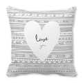 Fodera per cuscino bianca con cuore Love e motivi geometrici bohémien per arredo - Texture Geometrica Bohémien e Cuore Love You (11) / 45x45cm