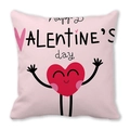 Housse de coussin rose Happy Valentine's Day avec adorable personnage de cœur rouge - Style Personnage Cartoon Coeur Rouge Rose (22)