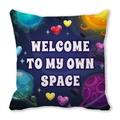 Space themed cushion cover in navy blue with Welcome To My Own Space print - Welcome To My Own Space Universe Theme Style (29)