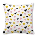 Square peach skin pillowcase with black pink and gold hand-drawn heart pattern - Pink Black Gold Hand-drawn Minimalist Heart Style (25)