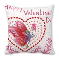 Peach skin Valentine pillow cover featuring a butterfly and Happy Valentine's Day text - 18x18 Inch / Bowknot and Colored Hearts (13)