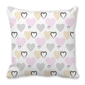 White square pillowcase with black, pink and orange geometric heart patterns - Modern Geometric Multicolored Hearts