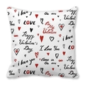 Valentine's Day peach skin pillowcase with red hearts and romantic handwriting - 45x45cm / Hand-drawn Red Black Hearts Infinity Style (13)