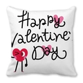 Taie d'oreiller carrée blanche avec imprimé coeur Happy Valentine's Day et dessin - Style Coeur Rouge Anthropomorphe Blanc (23)