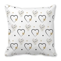 White square pillowcase featuring elegant black and gold dotted heart patterns - Black and Gold Polka Dot Hearts