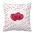 Pink roses heart love pattern on a white square peach skin fabric throw pillow cover - 18x18 Inch / Rose Flower Heart (14)
