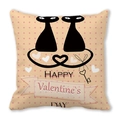 Pink polka dot Valentine pillow cover with black cats silhouette and heart key design - Black Cat Silhouette Polka Dots (16)