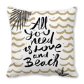 Fodera per cuscino in pelle di pesca con motivo a onde e stampa a stella marina - Motivo a Onde Foglia di Palma e Beach Stella Marina (13) / 45x45cm
