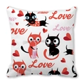 Peach skin pillowcase featuring cute cartoon cats, red hearts, and Love Meow lettering - 45x45cm / Cartoon Black Cat in Red Clothes Hearts Style (14)