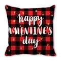 Red and black buffalo plaid Valentine pillow cover with happy Valentine's day print - 45cmx45cm / Happy Valentine's Day(6)