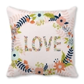 Pink peach skin pillowcase with floral wreath design and LOVE lettering pattern - 18x18 Inch / Floral Letter Wreath LOVE (15)