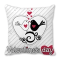Taie d'oreiller Saint-Valentin en peau de pêche avec motif oiseaux et cœur - Style Coeur Oiseau Twill Gris (25)