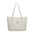 Chique crème draagtas met zwarte strikprint en een elegant goudkleurig detail - Wit
