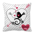 Housse de coussin de la Saint-Valentin avec tourtereaux et arbre à cœurs sur tissu sergé - Style Combinaison Branche Oiseau Coeur (26)