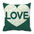 Dark green velvet pillowcase featuring a white heart with LOVE text and coral patterns - 18x18 Inch / Dark Green Coral Texture Heart (16)