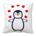 Federa per cuscino quadrata in pelle di pesca con pinguino e cuori rossi - 45x45 cm / Pinguino dei Cartoni (11)