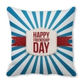 Federa per cuscino a righe blu e bianche con stampa Happy Friendship Day in velluto - Stile Giorno dell'AMICIZIA Radiale Blu e Bianco (15) / 45x45cm