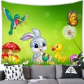 Cartoon Easter bunny tapestry hanging above a sofa for festive home wall decor - 3 / 100x70(Peach Skin)