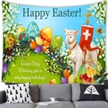 Easter rabbit and lamb wall tapestry with Happy Easter text for home living room decor - 150x100(Peach Skin) / White Lamb And Eggs Style (4)