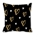 Valentine's Day peach skin pillowcase with gold and white heart pattern on black background - Black Base Gold Edge Heart White Solid Heart (27) / 18x18 Inch