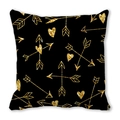 Valentine Peach Skin pillowcase with gold glitter heart and arrow patterns on black - Black Base Gold Glitter Hearts and Arrows (29) / 18x18 Inch