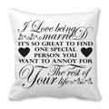 Housse de coussin peau de pêche blanche avec citation de mariage et motif de cœur - Citation Humour Mariage (2)