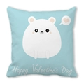 Federa per cuscino azzurra di San Valentino con orso polare e motivo a cuore - 45x45 cm / Orso Polare su Fondo Blu (13)