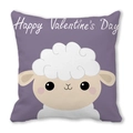 Fodera per cuscino viola per San Valentino con un simpatico agnello e auguri - 45x45 cm / Pecora dei Cartoni Viola (14)