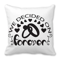 White peach skin pillowcase with black Forever rings design for wedding decor - Decided on Forever (4)