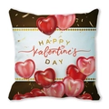Peach skin square pillow case with 3D red heart balloons and Happy Valentine's Day text - 45x45cm / Dark Brown Pink Heart Balloons (28)