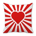 Peach skin pillowcase featuring large red heart and radiating stripes for Valentine's Day - 45x45cm / Radial Red Heart Decoration (30)