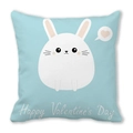 Federa blu per San Valentino in pelle di pesca con simpatico coniglietto e cuori decorativi - 45x45 cm / Coniglio dei Cartoni Azzurro (15)
