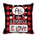Red and black buffalo plaid pillow cover featuring All You Need Is Love print - 45cmx45cm / All You Need Is Love (11)