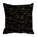 Housse de coussin noire carrée avec motif I love you doré pour la Saint-Valentin - Texte d'Art Or Noir (18)