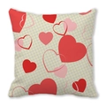 Housse de coussin carrée Saint-Valentin avec cœurs rouges sur motif à carreaux beige - Cœur Multicolore Plaid Beige (19)