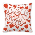 White square pillowcase with red hearts and 'You are my heart' quote for Valentine's Day - White Scattered Red Hearts Text (27) / 18x18 Inch