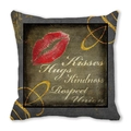 Funda de cojín de San Valentín en piel de melocotón con labios rojos y texto - 45x45 cm / Estampado De Labios Cita Vintage (18)