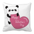 White peach skin pillow case featuring a cute panda holding a pink heart for Valentine's Day - Panda Pink Heart (17)