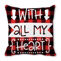 Square red and black buffalo plaid pillow cover with 'WITH ALL MY HEART' print - 45cmx45cm / With All My Heart (13)