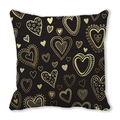 Black square peach skin pillowcase with various luxury gold heart patterns - Black Base Multi Style Gold Hearts (5) / 18x18 Inch