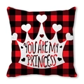 Roter und schwarzer karierter Kissenbezug mit weißer Krone und You Are My Princess Print - You Are My Princess (6)