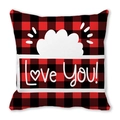 Red and black buffalo plaid pillowcase featuring a white Love You heart design - 45cmx45cm / Love You Heart O(14)