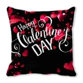 Valentine's Day pillow case with red hearts and white lettering on black background - Black Base Full Print Red Hearts White Text (6) / 18x18 Inch