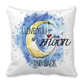 White square pillowcase with watercolor moon heart and I Love You To The Moon And Back text - Watercolor Moon Heart Art Style (29) / 18x18 Inch
